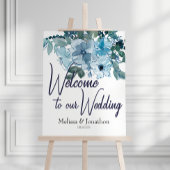 Moderne pasteelblauwe Rozen bruiloft Poster