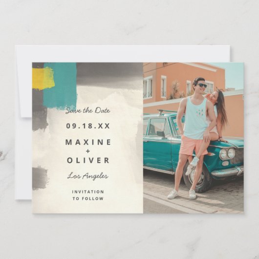 Moderne pasteelbruiloft save the date (Voorkant)