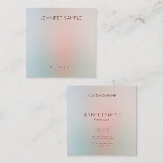 Moderne pasteelkleuren Eenvoudige Sjabloon voor on Vierkante Visitekaartje (Voorkant / Achterkant)