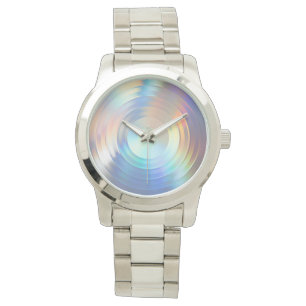 Moderne pasteelregenboogzeemeermin Unicorn Hologra Horloge