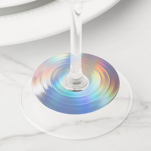 Moderne pasteelregenboogzeemeermin Unicorn Hologra Wijnglaslabel (Dichtbij)