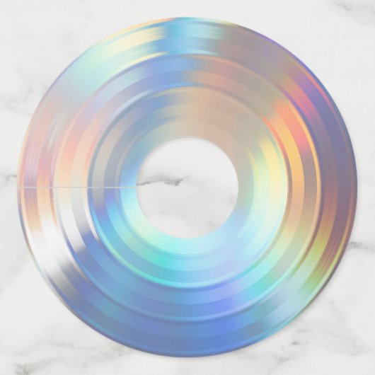 Moderne pasteelregenboogzeemeermin Unicorn Hologra Wijnglaslabel (Achterkant)