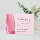 Moderne pasteelroze goudbruistoornen bruiloft RSVP kaartje (Staand voorkant)