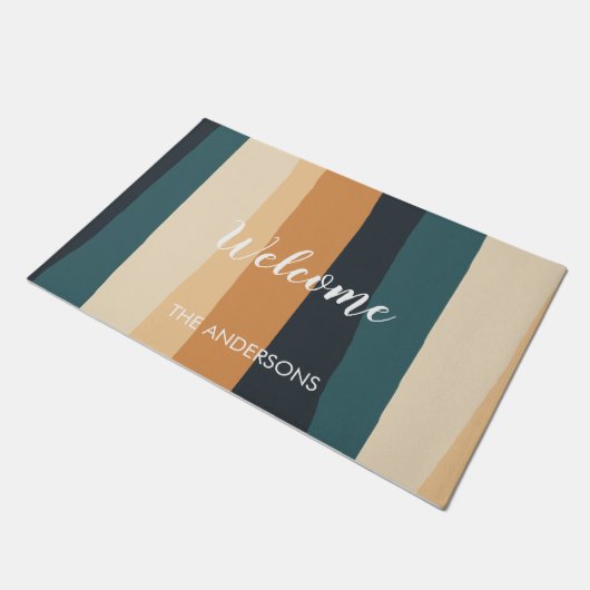 Moderne pasteelstripes - Aangepaste naam Deurmat (Schuin)