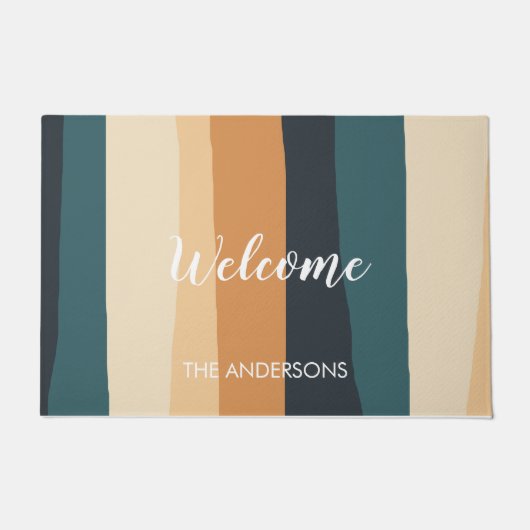 Moderne pasteelstripes - Aangepaste naam Deurmat (Voorkant)