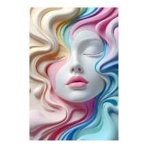 Moderne Pastel Abstract 3D Gezichtskunst Poster