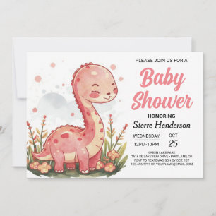 Moderne pastel afdrukbare dinosaurus meisje Baby s Kaart