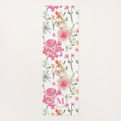 Moderne Pastel Bloemen Waterverf Monogram Aangepas Yogamat (Achterkant)