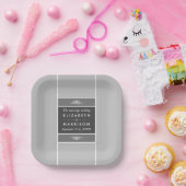 Moderne Pastel Blok - Zilver Grijs - Trouwen Papieren Bordje (Feest)