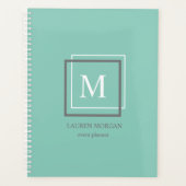 Moderne Pastel Blue Monogram Planificateur personn (Devant)