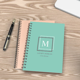 Moderne Pastel Blue Monogram Planificateur personn