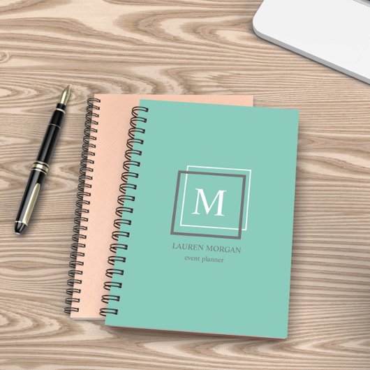 Moderne Pastel Blue Monogram Planificateur personn