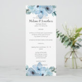 Moderne Pastel Blue Rose Floral Wedding Programme (Debout devant)