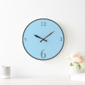 Moderne Pastel Blue Solid Color Basic minimalistis Grote Klok (Huis)