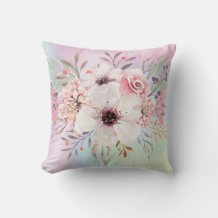 Moderne Pastel Blush Roze Waterverf Bloemstuk Kussen