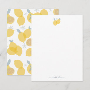 Moderne Pastel Citrus Citrus Lemons Patroon Aangep Notitiekaartje