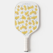 Moderne Pastel Citrus Citrus Lemons Patroon Aangep Pickleball Paddle (Achterkant)