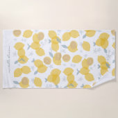 Moderne Pastel Citrus Citrus Lemons Patroon Aangep Strandlaken (Voorkant)