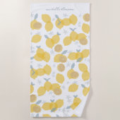 Moderne Pastel Citrus Citrus Lemons Patroon Aangep Strandlaken (Voorkant)