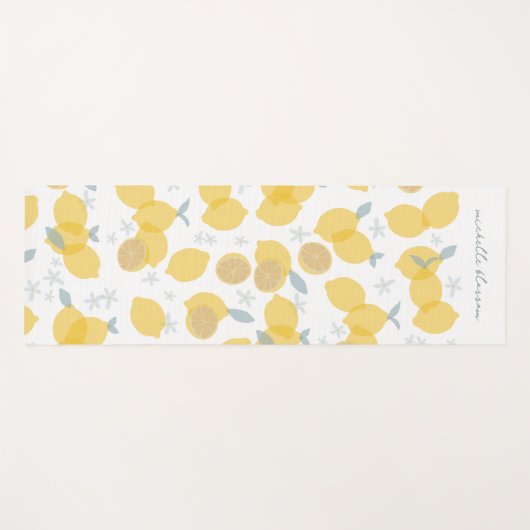 Moderne Pastel Citrus Citrus Lemons Patroon Aangep Yogamat (Voorkant (horizontaal))