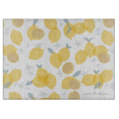 Moderne Pastel Citrus Citrus Lemons Patroon Monogr Snijplank (Voorkant)