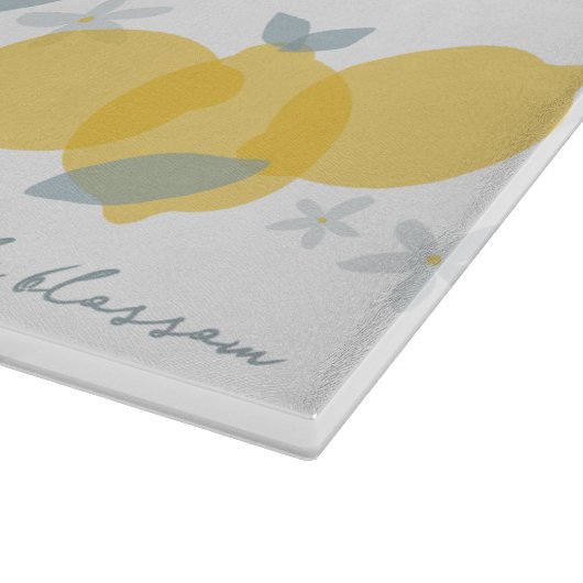 Moderne Pastel Citrus Citrus Lemons Patroon Monogr Snijplank (Hoek)