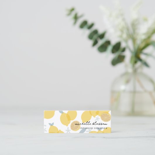 Moderne Pastel Citrus citrusvruchten QR-code minim Mini Visitekaartje (Staand voorkant)