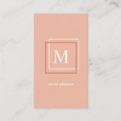 Moderne Pastel Coral Monogram Carte de visite (Devant)