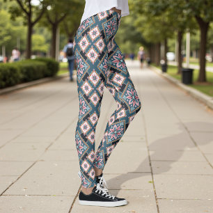 Moderne pastel geometrische bloem naadloos patroon leggings