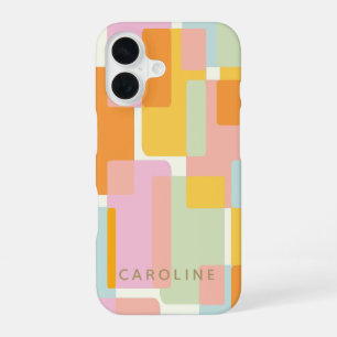 Moderne Pastel Geometrische Vormen Gepersonaliseer iPhone 16 Hoesje