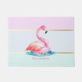 Moderne pastel gestreept, roze flamingo's deurmat (Voorkant)