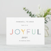 Moderne Pastel Joyeux Script Holiday Carte Nouvel (Debout devant)