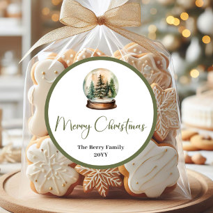 Moderne Pastel Kerst Familie Naam Sticker Zegel