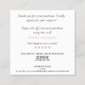 moderne pastel Kerstmis  dank je voor je bestellin Vierkante Visitekaartje (Achterkant)