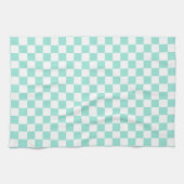 Moderne Pastel Mint Groen en Wit Geruit Theedoek (Horizontaal)