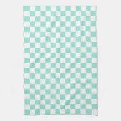 Moderne Pastel Mint Groen en Wit Geruit Theedoek (Verticaal)