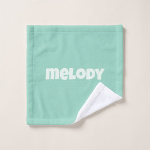 Moderne pastel mintgroene slaapkamerdecoratie naam washandje