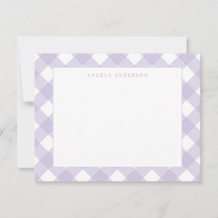 Moderne Pastel Paars Violette Gingham Plaid Rut Notitiekaartje