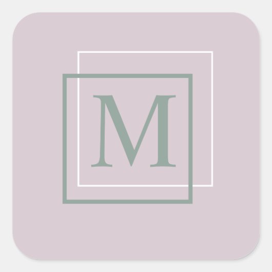 Moderne Pastel Paarse Monogram Sticker (Voorkant)