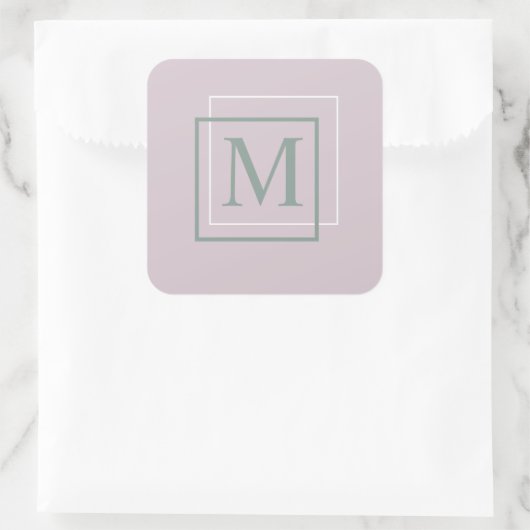 Moderne Pastel Paarse Monogram Sticker (Tas)