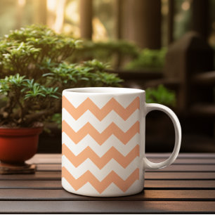 Moderne Pastel Perzik Oranje Chevron Koffiemok