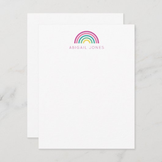 Moderne Pastel Regenboog Persoonlijke Kinderen Notitiekaartje (Voorkant / Achterkant)
