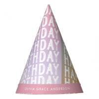 Moderne pastel regenboog roze verjaardagsfeest wat