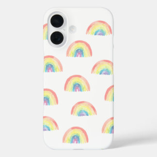 Moderne pastel regenboog waterverf schattig iPhone 16 hoesje