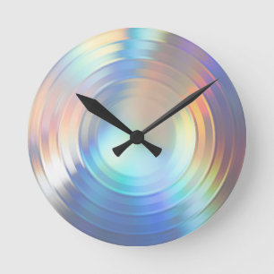 Moderne Pastel Regenboog Zeemeermin Eenhorn Hologr Ronde Klok