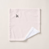 Moderne Pastel rose Élégant noir Monogramme initia (Gant de toilette)