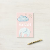 Moderne Pastel Roze & Blauwe Kindernaam Post-it® Notes (Op bureau)