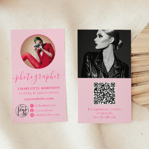Moderne pastel roze foto qr code logo fotograaf visitekaartje