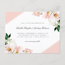 Moderne Pastel Roze Hoeken Bloemen Huwelijk Uitnodiging Briefkaart