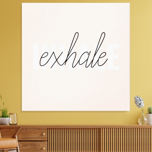 Moderne Pastel Roze Inhale Exhale Quote Canvas Afdruk (Insitu (Woonkamer))